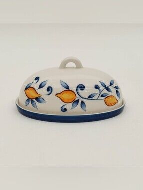 Muchoise 2pc 4 fl oz Ceramic Butter Dish White/Blue